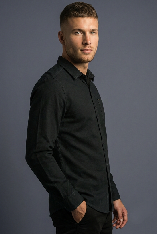 پیراهن مردانه مشکی آستین بلند نخ پنبه SIGMA MEN