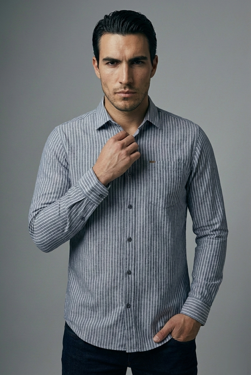پیراهن مردانه آستین بلند نخ پنبه SIGMA MEN