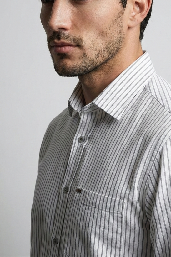 پیراهن مردانه راه راه آستین بلند نخ پنبه SIGMA MEN