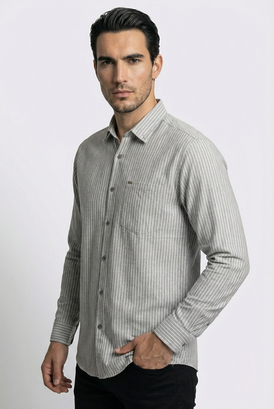 پیراهن مردانه راه راه آستین بلند نخ پنبه SIGMA MEN