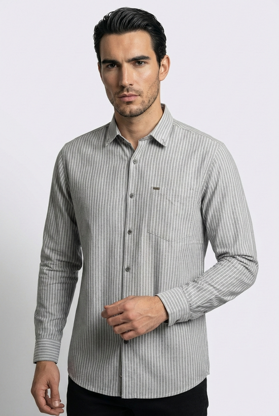 پیراهن مردانه راه راه آستین بلند نخ پنبه SIGMA MEN