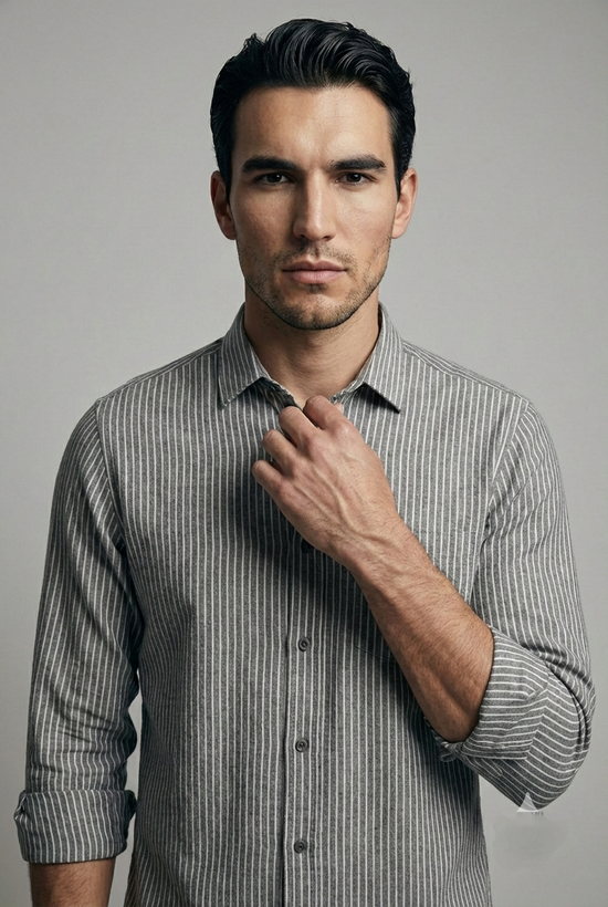 پیراهن مردانه راه راه آستین بلند نخ پنبه SIGMA MEN