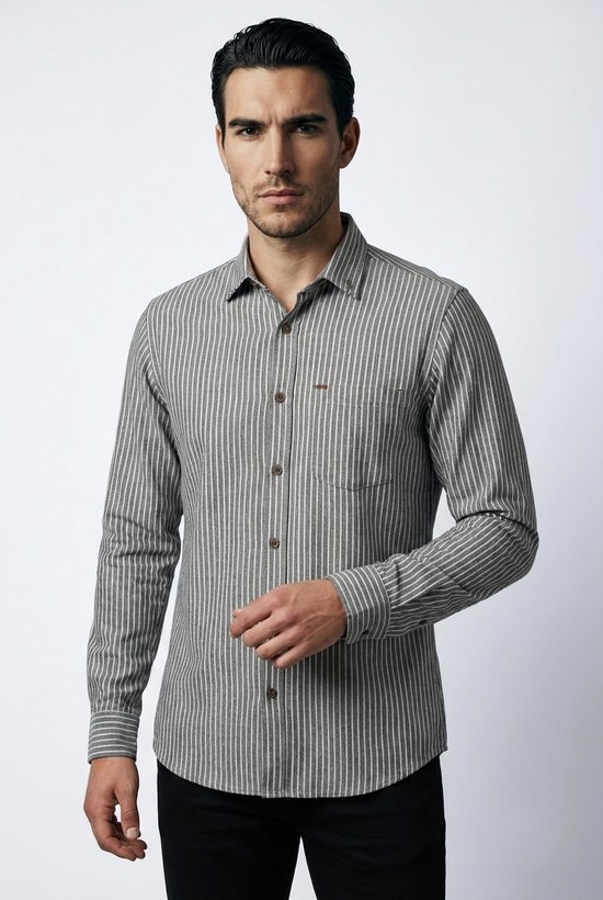 پیراهن مردانه راه راه آستین بلند نخ پنبه SIGMA MEN