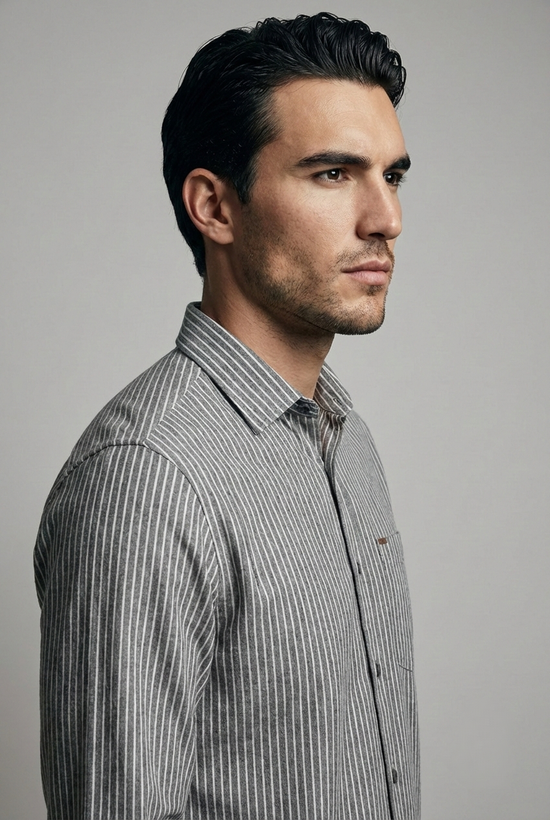 پیراهن مردانه راه راه آستین بلند نخ پنبه SIGMA MEN