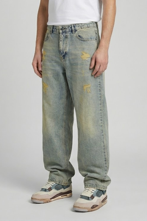 شلوار بگ مردانه با شور کرم سبز SIGMAMEN